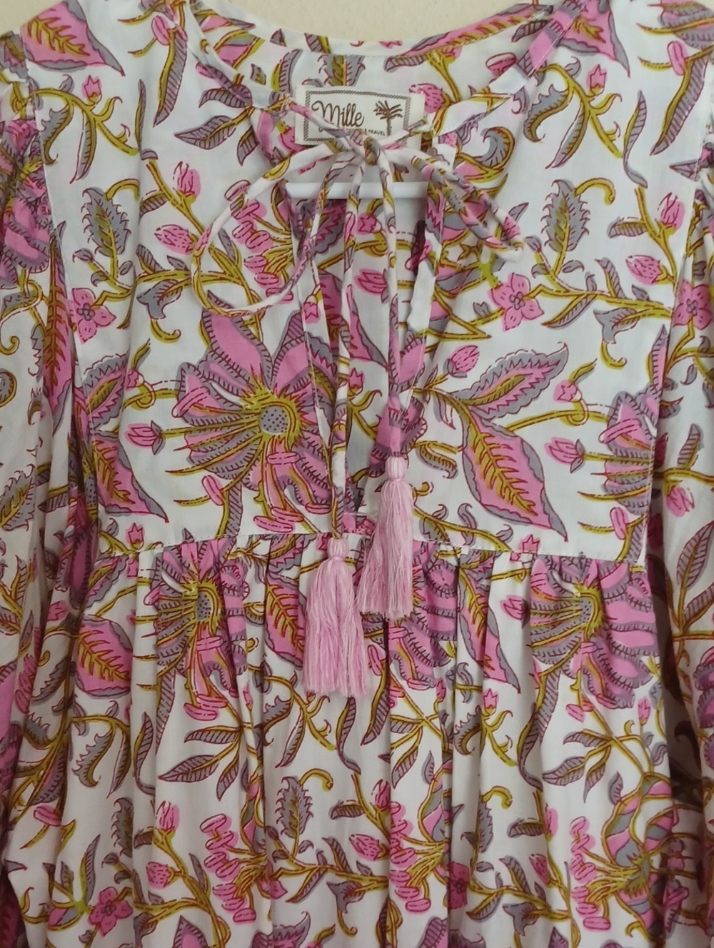 MILLE Saffron Midi Dress Pink Lily SZ XS Feminine Flowy Floral Cottagecore - Picture 7 of 16